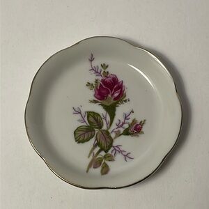 Japan Pink Rose Miniature Tea Set Plate Decorative Pin Dish Trinket 3”